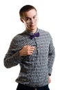 Handsom young man in shirt with bow wearing glasse