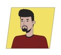 Handsome adult hispanic man with black beard flat color cartoon avatar icon