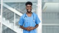 Handsome african american male nurse or medical student with beard Royalty Free Stock Photo