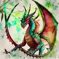 handsome anime dragon on the fantasy magic forest