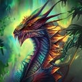 handsome anime dragon on the fantasy magic forest