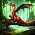 handsome anime dragon on the fantasy magic forest