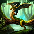 handsome anime dragon on the fantasy magic forest