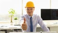 Handsome Architect Thumb Up in Engineering Office Royalty Free Stock Photo