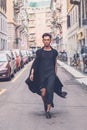 Handsome Asian model posing in the city streets Royalty Free Stock Photo