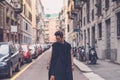 Handsome Asian model posing in the city streets Royalty Free Stock Photo