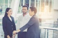 Handsome asian young businessman and businesswoman three people Royalty Free Stock Photo