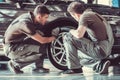 Handsome auto service workers Royalty Free Stock Photo