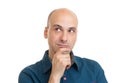 Handsome bald man thinking Royalty Free Stock Photo