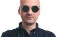 Handsome bald man wearing sunglasses