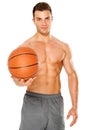 Handsome basketball player holding ball on white Royalty Free Stock Photo