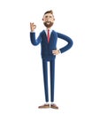 Handsome beard businessman Billy shows okay or OK gesture. Royalty Free Stock Photo