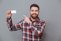 Handsome bearded man with copyspace business card Royalty Free Stock Photo