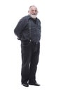 Handsome, bearded man in trousers with suspenders. isolated on a white Royalty Free Stock Photo