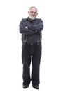 Handsome, bearded man in trousers with suspenders. isolated on a white Royalty Free Stock Photo