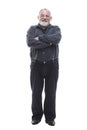 Handsome, bearded man in trousers with suspenders. isolated on a white Royalty Free Stock Photo