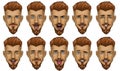 Handsome bearded man in various face expression