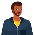 Handsome black or ethnic bearded guy or young athletic man avatar. Pretty dark skinned student