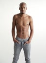 Handsome black male fashion model shirtless Royalty Free Stock Photo