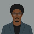 Handsome black man with beard in a glasses