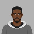 Handsome black man with beard in a hoodie