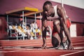 A handsome black man runner at the start Royalty Free Stock Photo