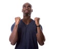 Handsome black man scared and hoping Royalty Free Stock Photo