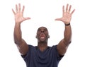 Handsome black man screaming with excitement Royalty Free Stock Photo