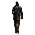 handsome black man silhouette wearing a black leather coat. noir detective. transparent PNG