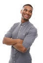 Handsome black man smiling with arms crossed Royalty Free Stock Photo