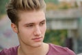 Handsome blond young man head-shot outside Royalty Free Stock Photo