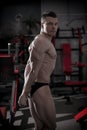 Handsome bodybuilder posing in gym. Perfect muscular male body Royalty Free Stock Photo