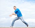 Handsome boy making dance move Royalty Free Stock Photo