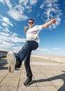 Handsome boy making dance move Royalty Free Stock Photo