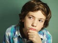 Handsome boy think over difficult question Royalty Free Stock Photo