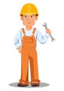 Handsome builder in uniform. Professional construction worker. Royalty Free Stock Photo