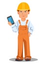 Handsome builder in uniform. Professional construction worker. Royalty Free Stock Photo