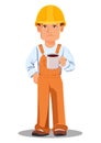 Handsome builder in uniform. Professional construction worker. Royalty Free Stock Photo