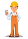 Handsome builder in uniform. Professional construction worker. Royalty Free Stock Photo