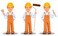 Handsome builder in uniform. Professional construction worker. Royalty Free Stock Photo