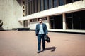 Handsome busines man walking in the street Royalty Free Stock Photo