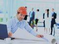 A handsome business construction man on the work site. Royalty Free Stock Photo