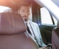 Handsome business man in car. Royalty Free Stock Photo