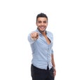 Handsome business man point finger at you happy smile Royalty Free Stock Photo