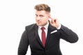 Handsome business man showing not hearing gesture Royalty Free Stock Photo