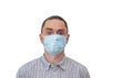 Handsome business man wearing medical face mask isolated on white background. Royalty Free Stock Photo