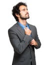 Handsome businessman adjusting his tie Royalty Free Stock Photo