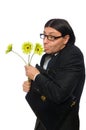 Handsome businessman with flower and brief case Royalty Free Stock Photo