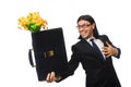 Handsome businessman with flower and brief case Royalty Free Stock Photo