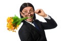 Handsome businessman with flower and brief case Royalty Free Stock Photo